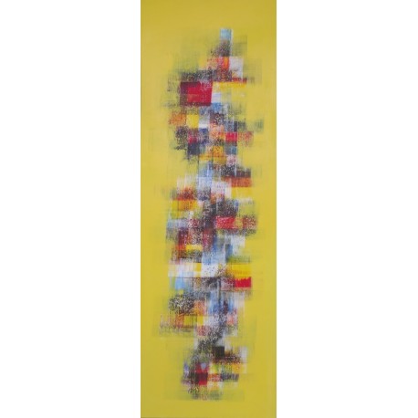 Tableau vertical abstrait jaune moderne 50x150 cm - Tableau Unique