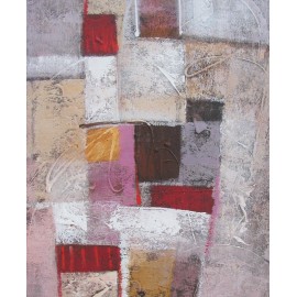 Tableau contemporain abstrait ton brun-gris-rosé-120x100 cm- Suwitra