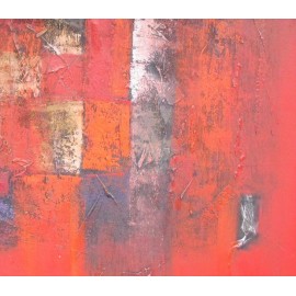 Tableau carré abstrait style contemporain rouge- 130x130 cm- Suwitra