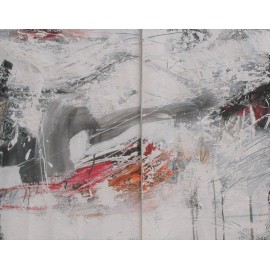 Tableau abstrait Diptyque ton blanc- 140x100 cm- Suwitra