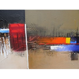 Tableau abstrait horizontal marron- 120x50 cm