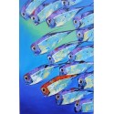 Banc de poissons en mer- tableau vertical 140x90 cm