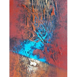 Tableau design ton rouge vertical 140x40 cm