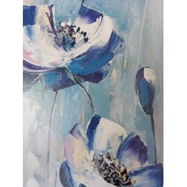 Tableau décoratif fleurs bleues 140x40 cm