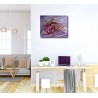 Peinture abstraite bateau sur fond mauve-violet - 100x80 cm