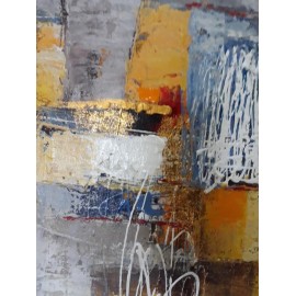 Tableau contemporain abstrait ton gris Dex Kusuma 70x70 cm