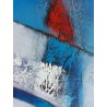 Tableau vertical abstrait ton bleu 140x40 cm