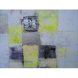 TABLEAU ABSTRAIT BLANC-JAUNE- 60x60 - Suarsa