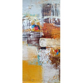 Petit tableau artistique 25x25 cm orange – Déco murale élégante