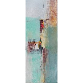 Petit tableau vertical 20x50 cm – Peinture abstraite vive