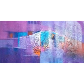 Tableau ton violet horizontal 150x80 cm