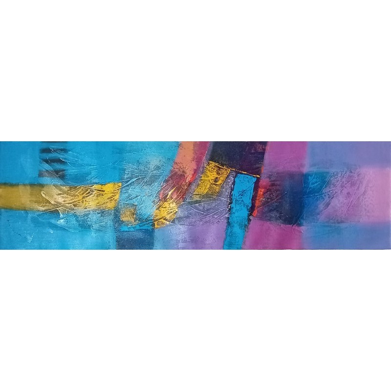 Tableau Art Abstrait longitudinal 120x50 – Création Originale Colorée 