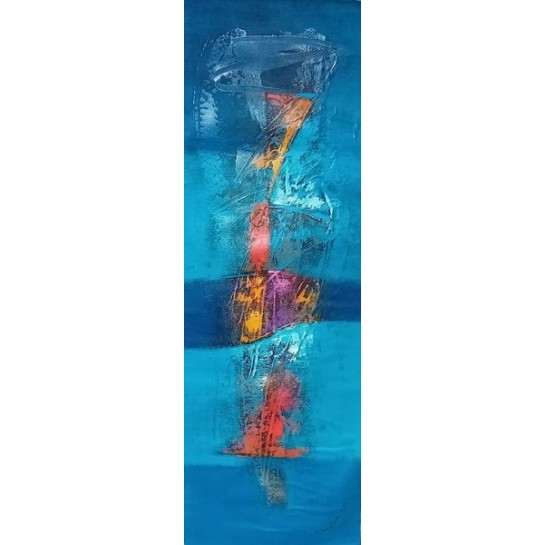 Tableau Contemporain Abstrait 120x40 cm – Toile Unique Signée Suwitra