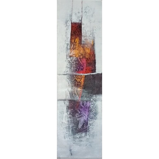 Œuvre Abstraite Peinte à la Main – Tableau Vertical 140x40 cm 