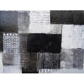 TABLEAU ABSTRAIT BLANC NOIR -100x100- Suarsa