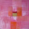 Tableau abstrait contemporain carré rose-  80x80-Suarsa