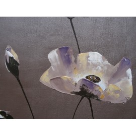 Tableau déco zen fleurs sur fond gris - 60x60 cm-