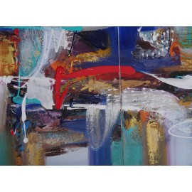 Tryptique contemporain abstrait -180x60 cm - Darsana