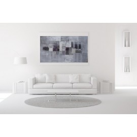 TABLEAU  ABSTRAIT HORIZONTAL-GRIS-ARGENT-160x90-Suarsa