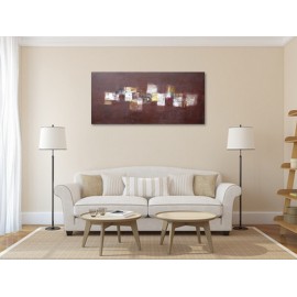 TABLEAU ABSTRAIT HORIZONTAL-MARRON-130x60 - Suarsa