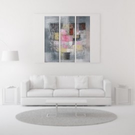 Tableau triptyque carré gris-120x115- Suarsa