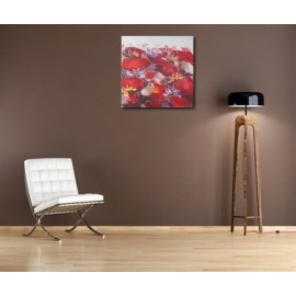 Tableau carré déco fleurs rouges- 70x70 cm