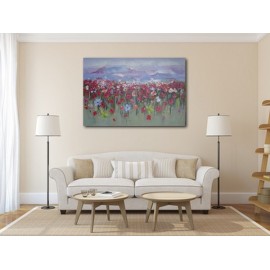 Peinture florale et montagnes 150x100 cm