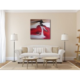 TABLEAU ABSTRAIT  ROUGE-BLANC-BRUN-100x100 cm